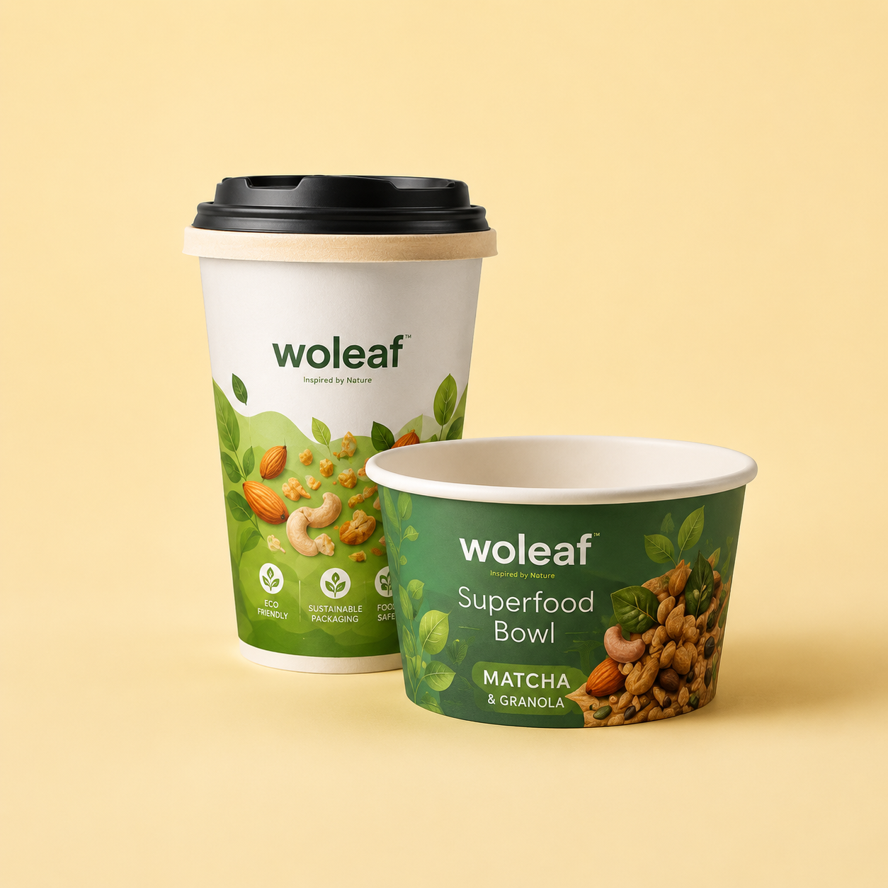 Paper cups and bowls